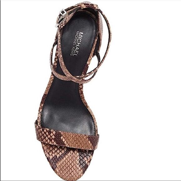 Michael KORS Mid Heel Ava Leather Snakeskin Sandal - Picture 8 of 10